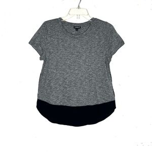 Express Colorblock Heather Gray and Black Short Sleeve Tee NWT Small